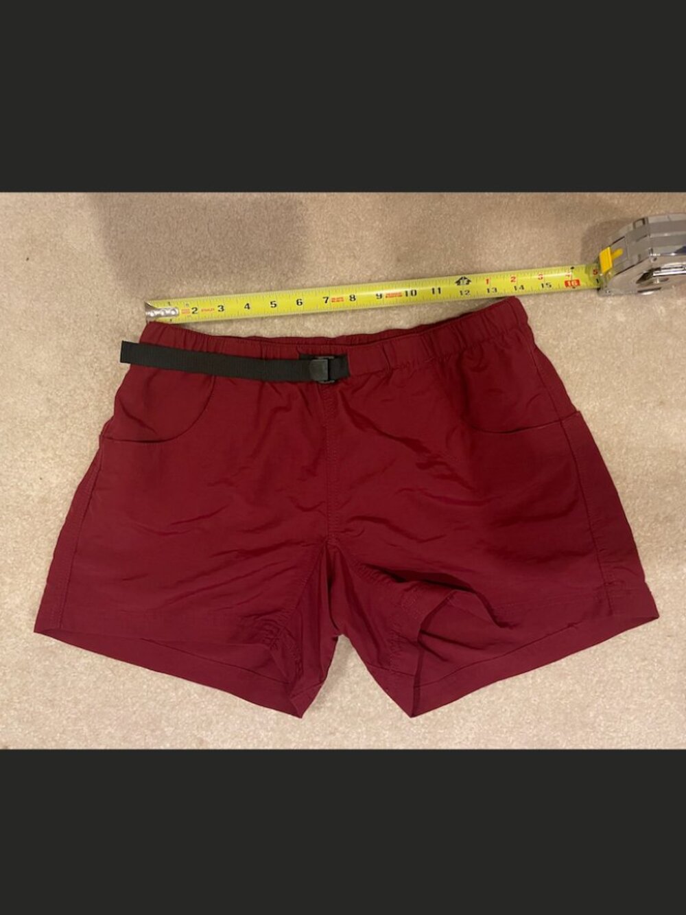 KAVU Women's Elle Shorts Nylon Belted Rhubarb Maroon XS NWOT